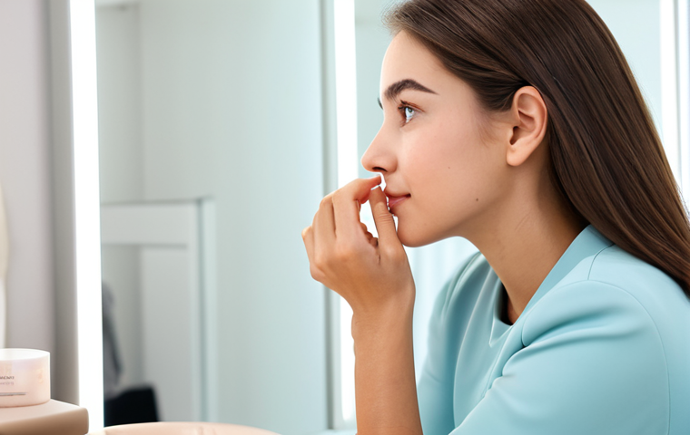 A professional, young adult woman, fully clothed in modest, sophisticated business casual attire, gently patting a cushion foundation onto her cheek with a soft puff. Her skin appears naturally radiant and healthy, with a subtle, hydrated glow. She is seated at a clean, modern vanity table in a brightly lit, chic dressing room. The background is softly blurred, focusing on her serene expression and the seamless blend of the foundation. The scene conveys freshness and natural beauty. Perfect anatomy, correct proportions, natural pose, well-formed hands, proper finger count, natural body proportions. Professional photography, high-resolution, soft focus, warm natural light. Safe for work, appropriate content, fully clothed, modest, family-friendly.