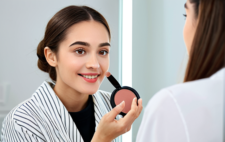 여행용 메이크업 파우치 추천 - Organized Makeup Bag**

*   **Subject:** An open makeup bag showcasing a neatly organized collection...