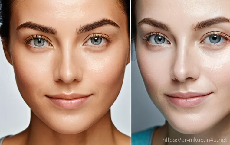 눈밑 주름 방지를 위한 프라이머 추천 - **Prompt 1: The Subtle Transformation**
    "A candid, split image of a woman in her early 30s. The ...