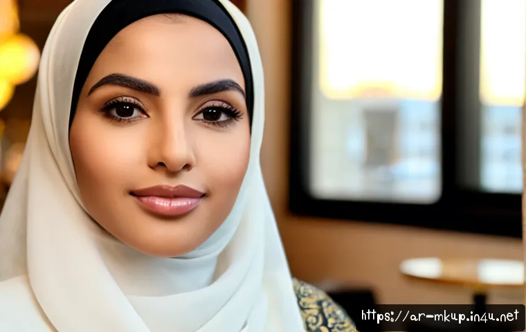 오랜 지속력을 자랑하는 립틴트 - Photorealistic close-up beauty scene of an adult Arab woman wearing elegant modest attire and a neat...